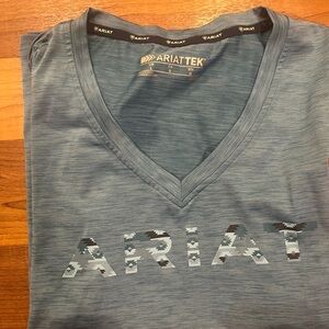 Ariat Tek Blue Logo V-Neck Tee